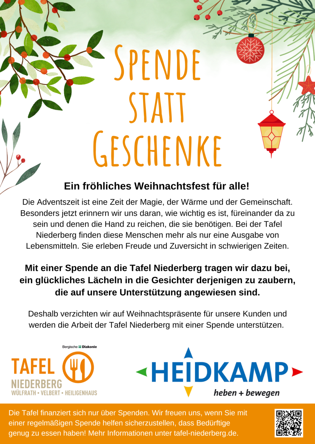 Spende statt Geschenke 2023 Heidkamp Hebezeuge